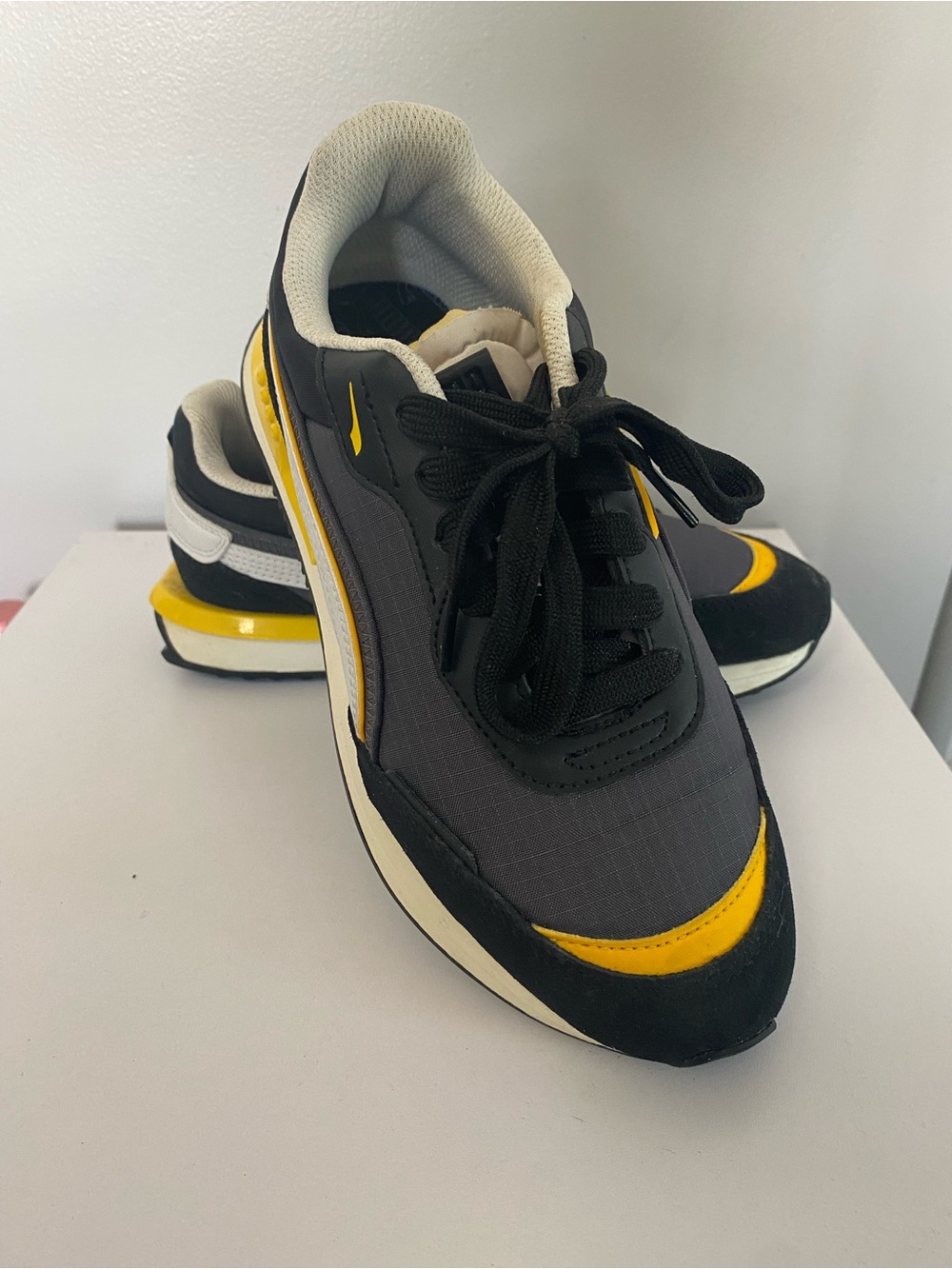 Unisex Puma Black and Yellow Athletic Sneakers